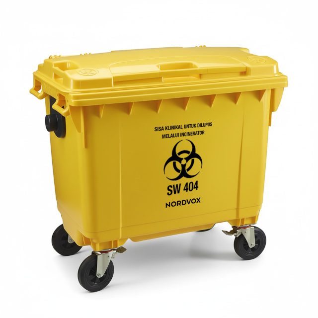 MGB660 Four Wheel Bin in yellow Medical Clinical Waste